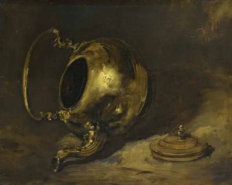 Omkullvält tekanna av Adolph von Menzel