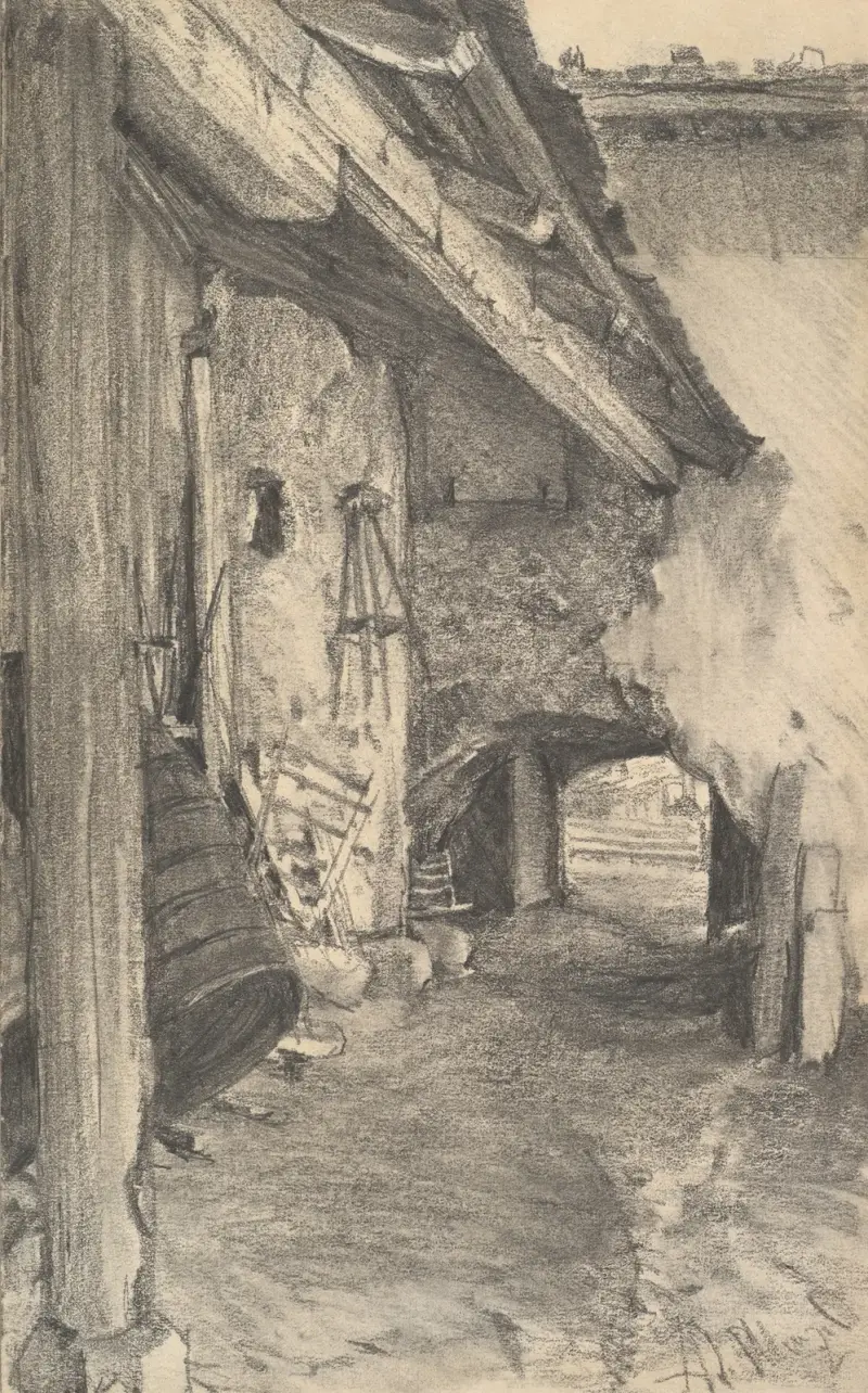 View into a Courtyard av Adolph von Menzel