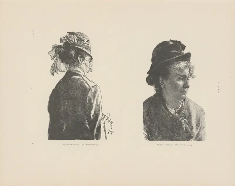 Weibliche Modellstudie, 1879; Weibliche Modellstudie av Adolph von Menzel