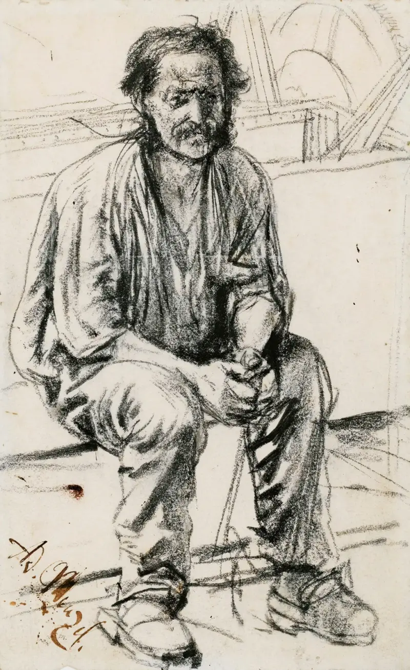 Ung sittande arbetare av Adolph von Menzel