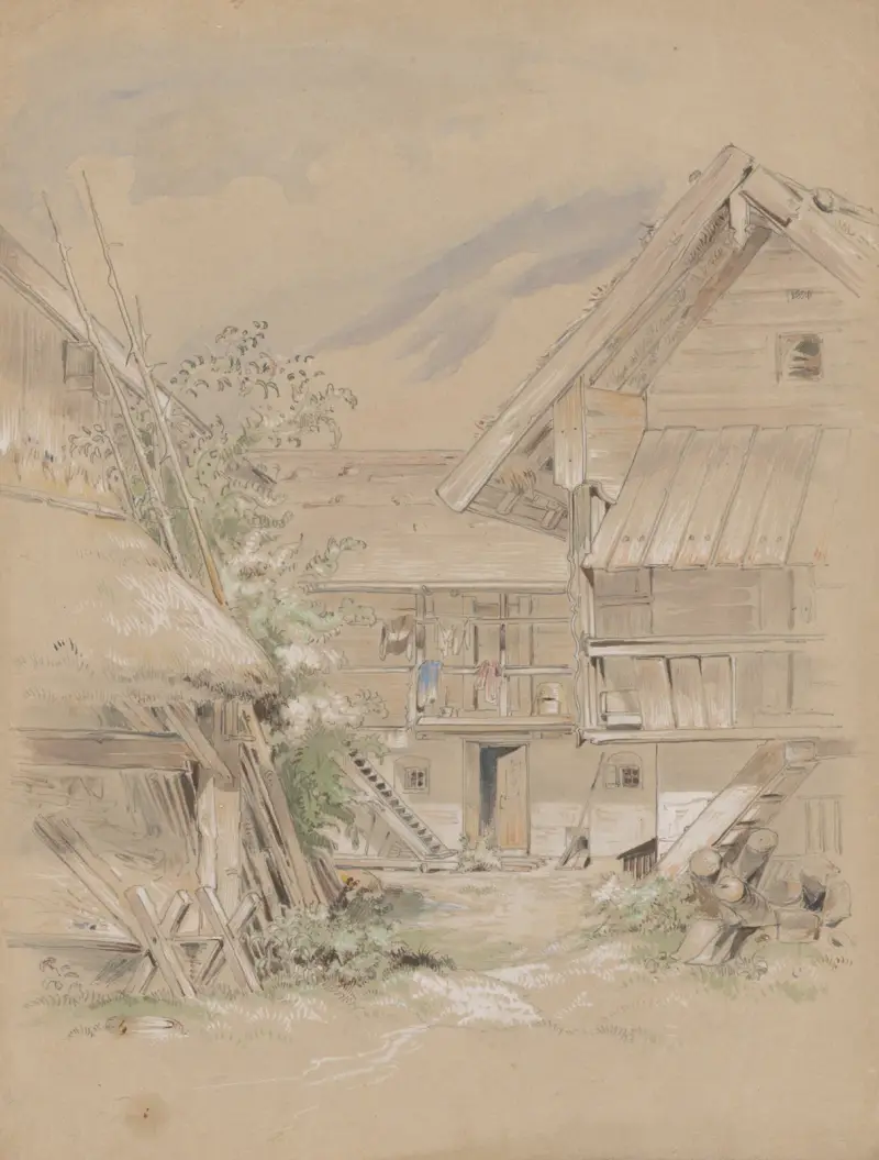 Corner of a Village Yard av Friedrich Carl von Scheidlin