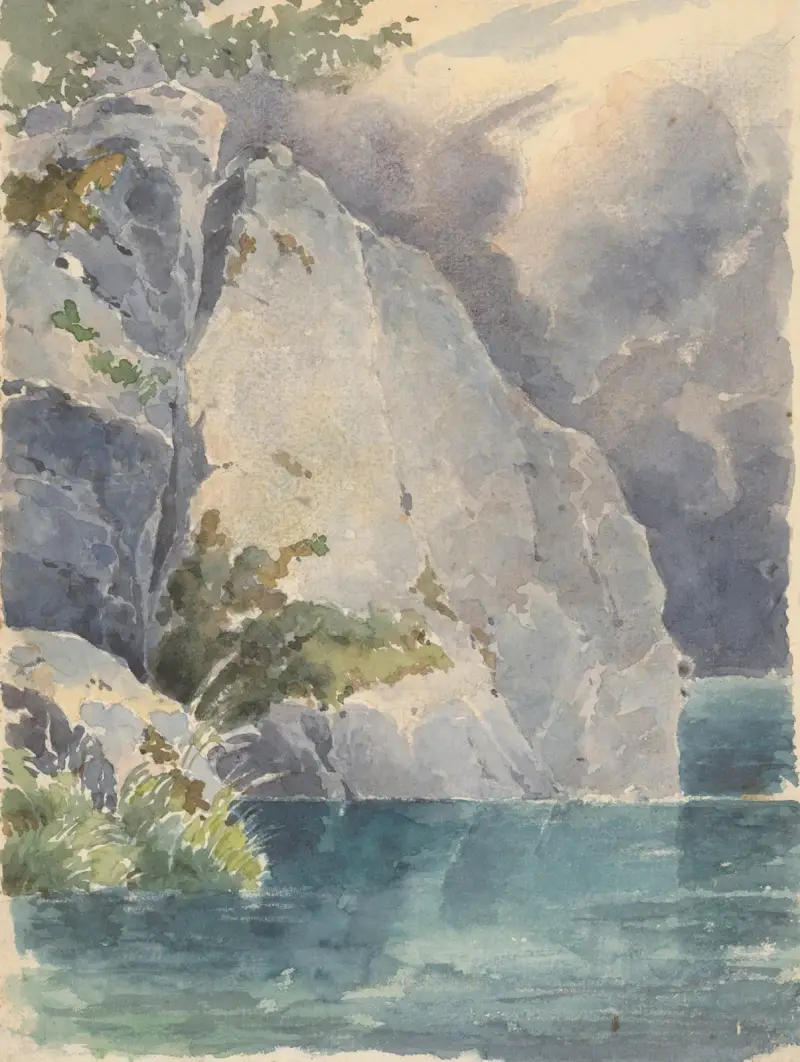 Felsen über einem See von Friedrich Carl von Scheidlin