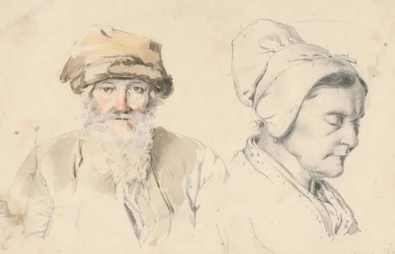 Studie av gammal man och kvinna av Friedrich Carl von Scheidlin