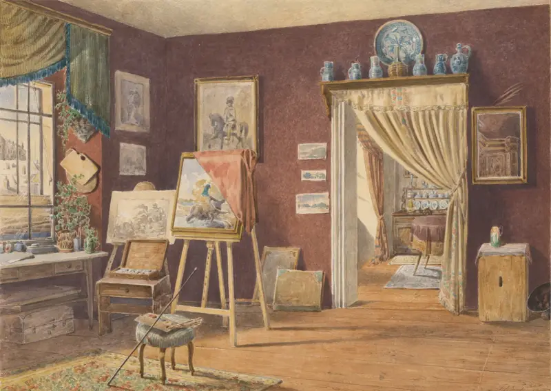 Vy över konstnärens ateljé av Friedrich Carl von Scheidlin