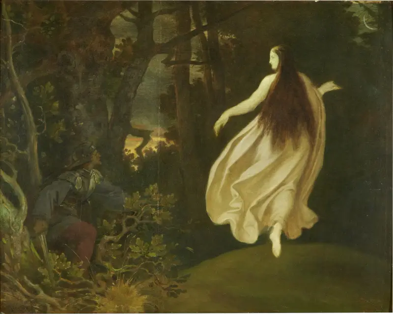 Erscheinung im Wald (aus Dornröschen) von Moritz von Schwind