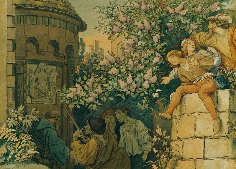 Den sköna Melusine; VI. De onda tungorna av Moritz von Schwind
