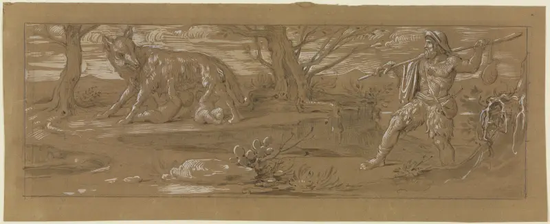 Die Wölfin mit Romulus und Remus von Moritz von Schwind