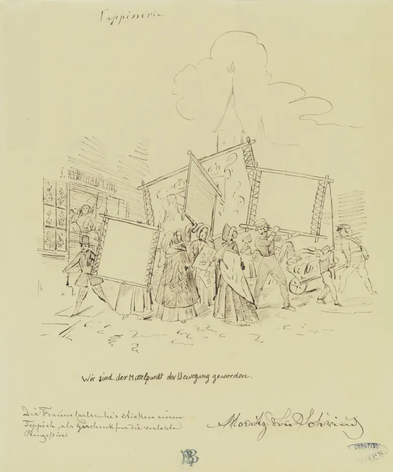 Gruppe von Frauen mit Stickrahmen av Moritz von Schwind