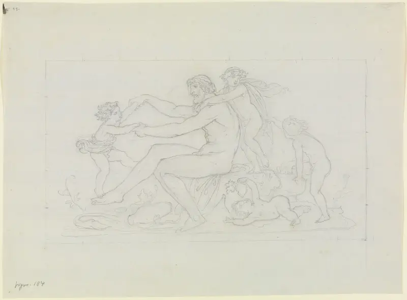 Herakles skämtar med sina barn av Moritz von Schwind