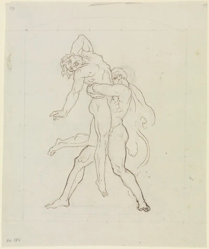 Herakles och Antaios av Moritz von Schwind