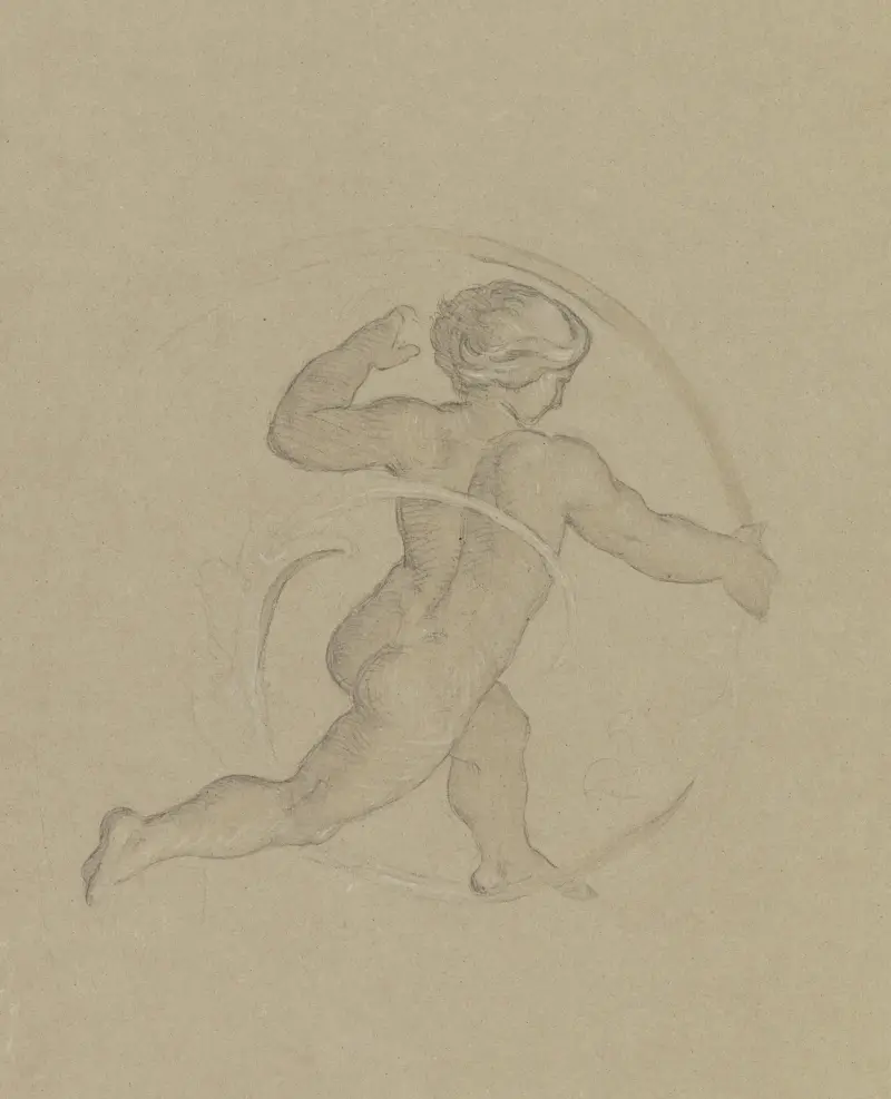 Putto zwischen Ranken, laufend av Moritz von Schwind
