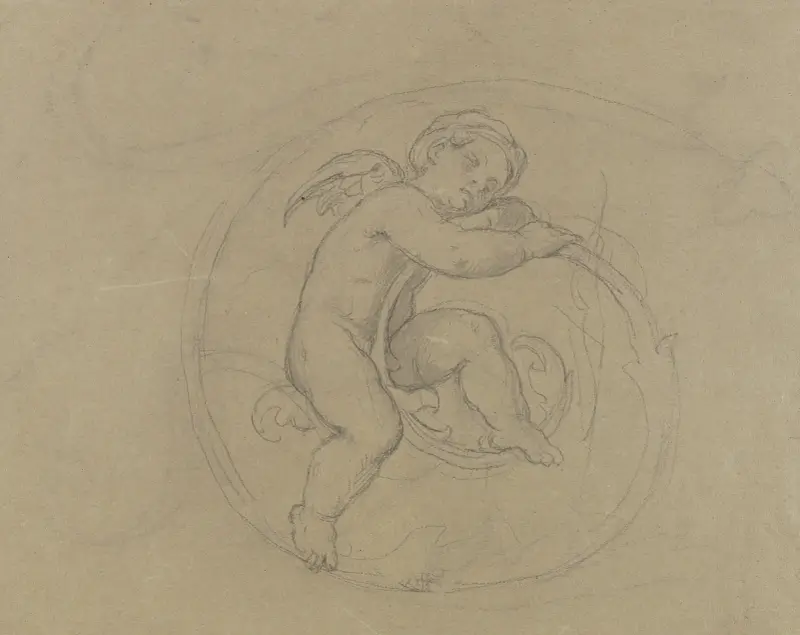 Putto zwischen Ranken, schlafend av Moritz von Schwind