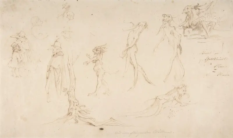 Studies of Imaginary Woodland Creatures and Other Figures av Moritz von Schwind