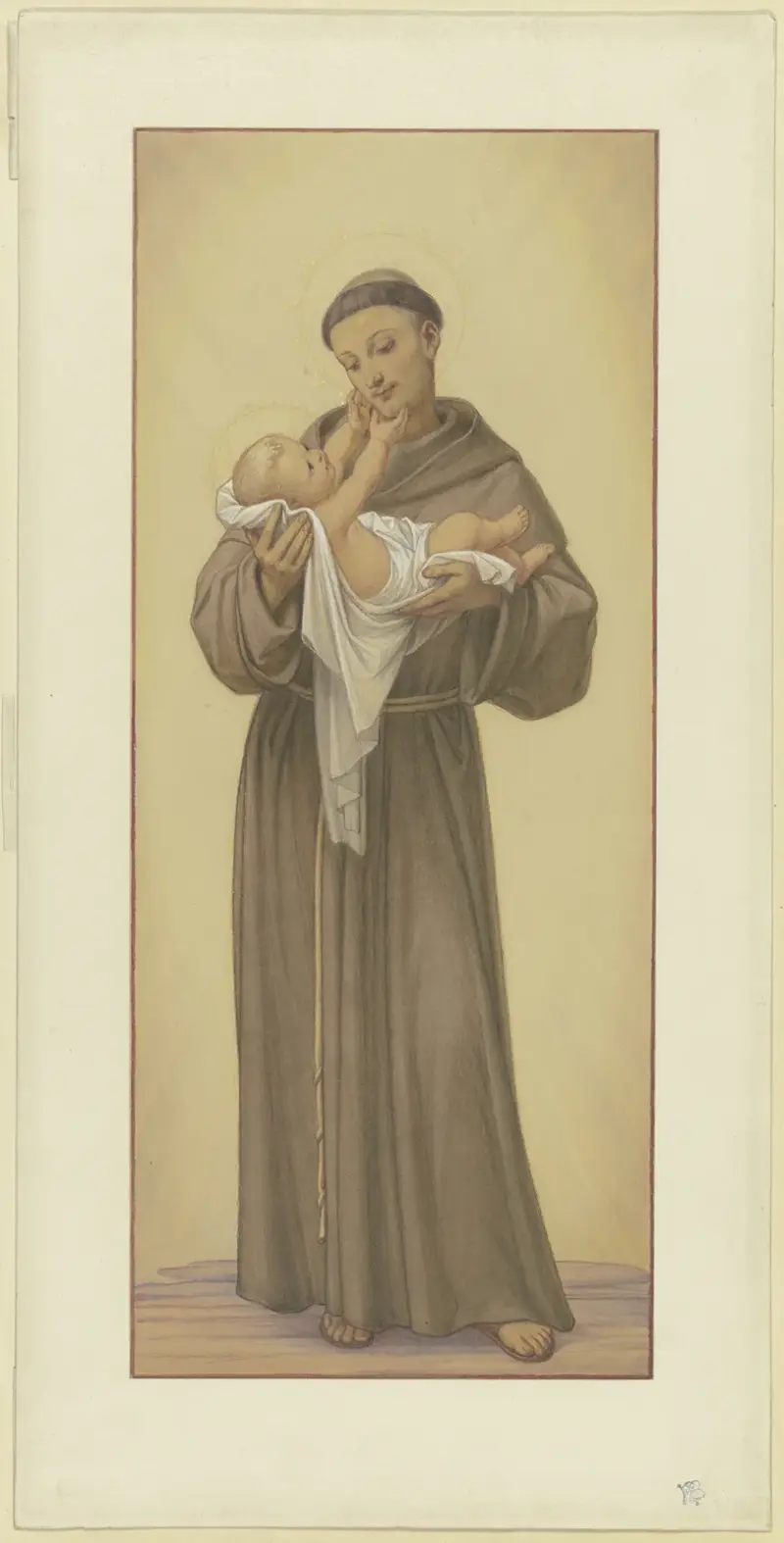 Der Heilige Antonius von Padua mit dem Jesuskind auf dem Arm, 1862 av Eduard von Steinle