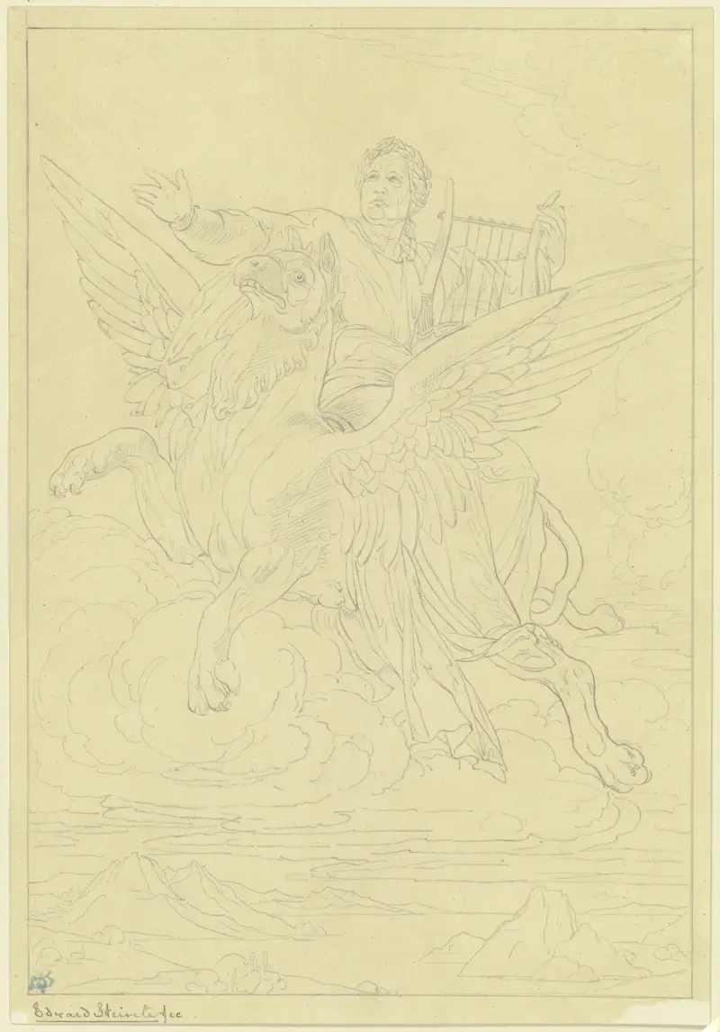 Goethes apoteos (förslag till standar för Goethes jubileum 1849) av Eduard von Steinle
