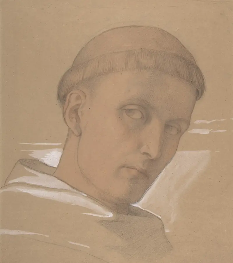 Studie des Kopfes des heiligen Augustinus, für das Gemälde Madonna mit Kind und den Heiligen Augustinus und Bonifatius von Eduard von Steinle