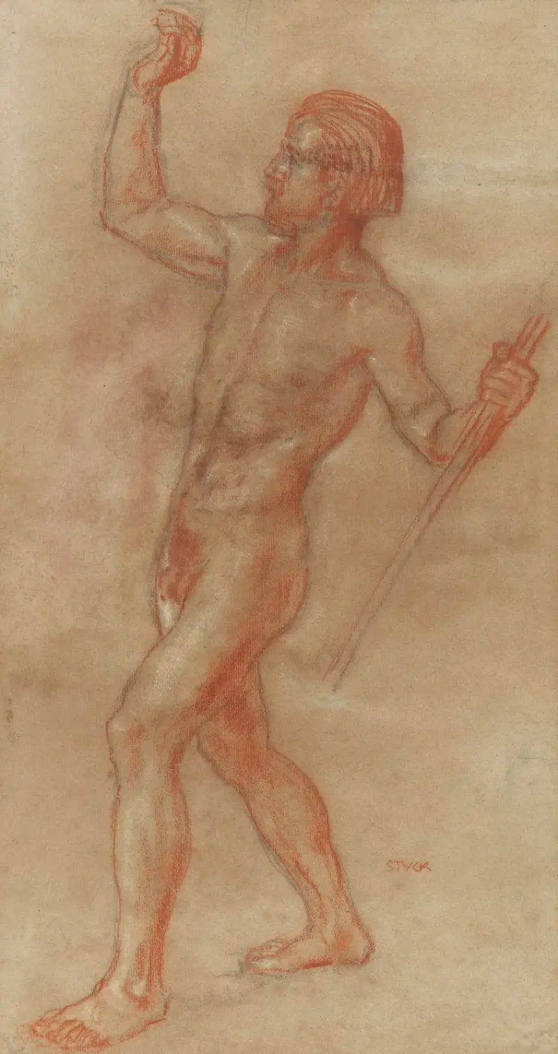 Actaeon (Male Nude with Spear) av Franz von Stuck