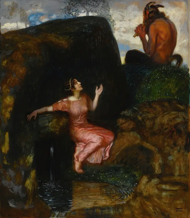 An der Quelle (Lauschende Nymphe) von Franz von Stuck