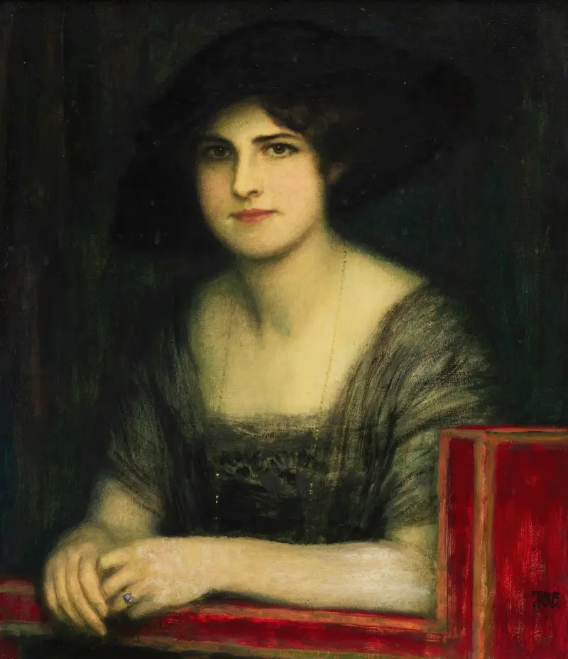Porträtt av dottern Mary av Franz von Stuck