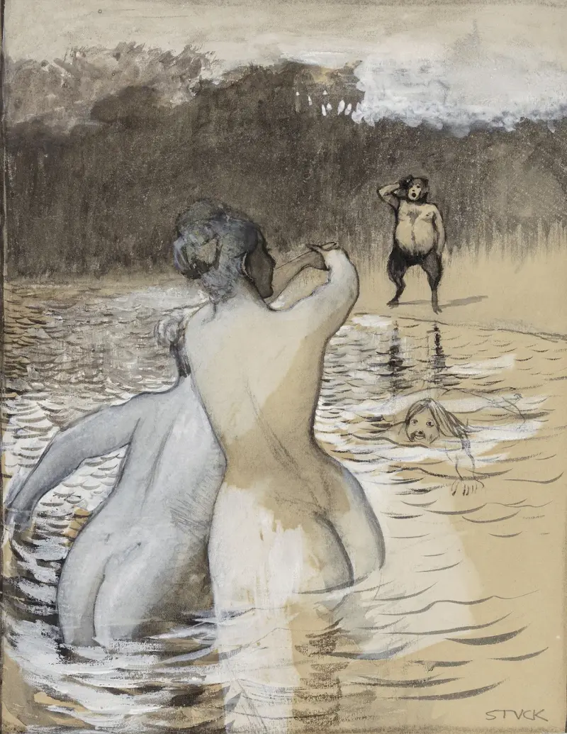 Faun och badande nymfer av Franz von Stuck