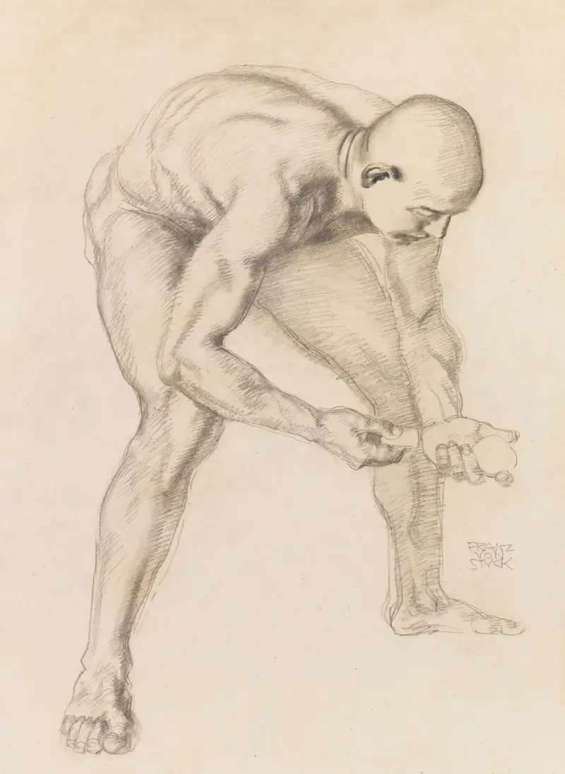 Männlicher Akt (Studie zu ‘Adam und Eva’) av Franz von Stuck