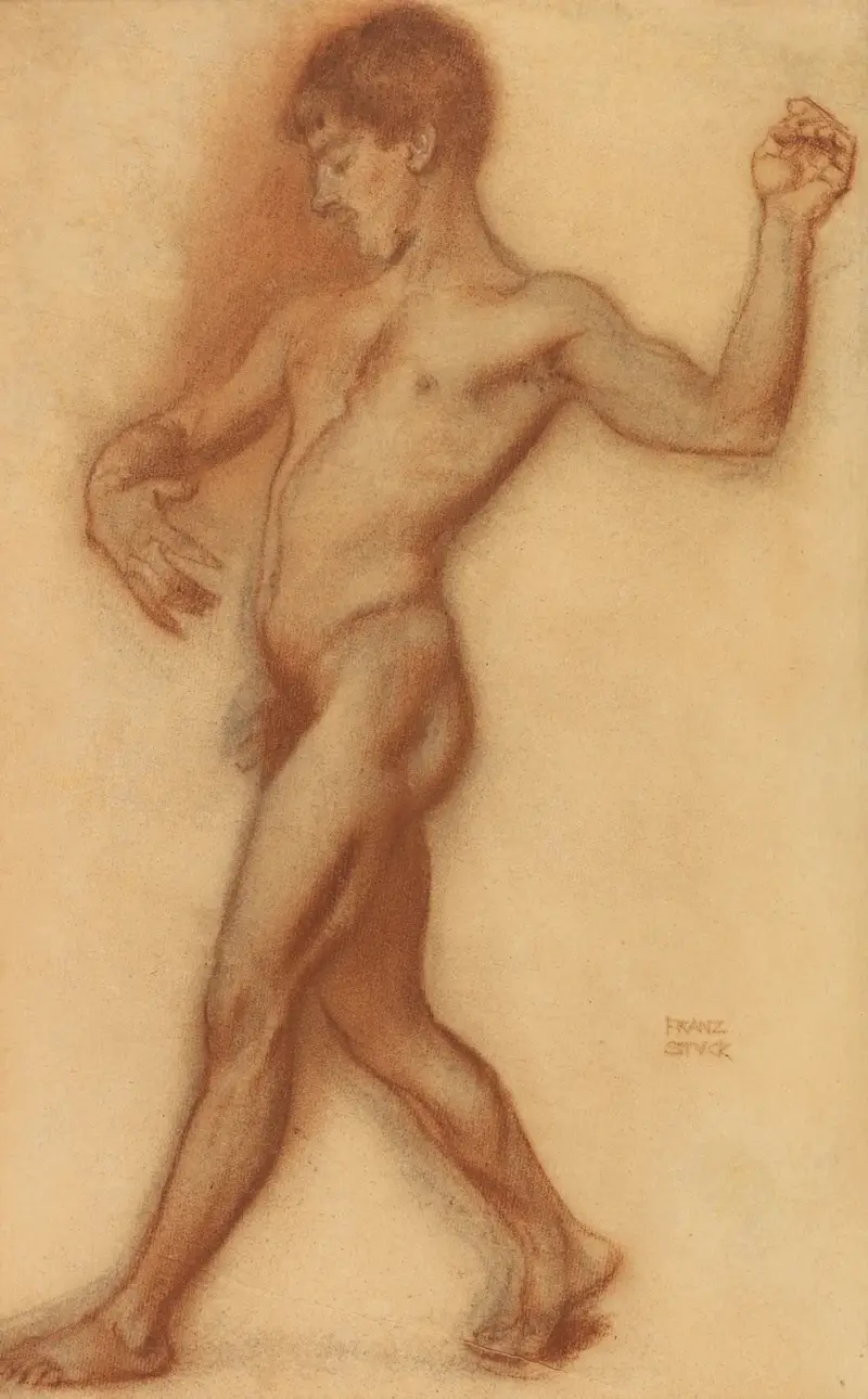 Manlig akt (Studie till ’Dansen’) av Franz von Stuck