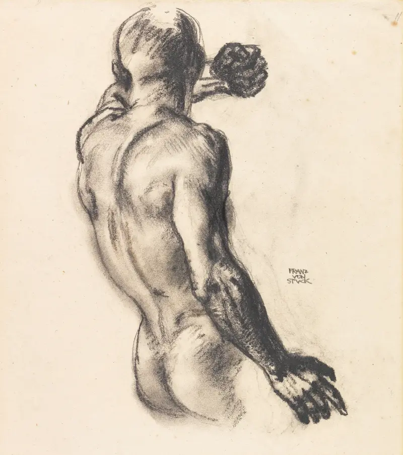 Manlig ryggakt (studie till ”Medusa”) av Franz von Stuck