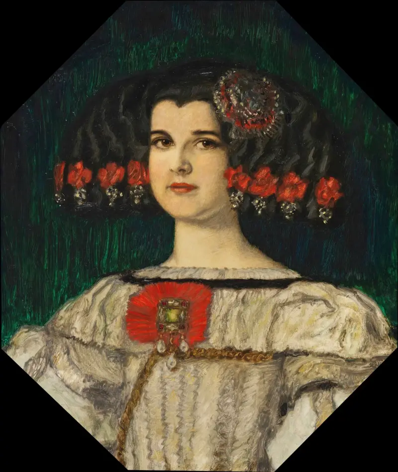 Min dotter Mary i Velázquez-dräkt av Franz von Stuck
