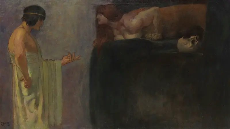 Oidipus löser sfinxens gåta av Franz von Stuck