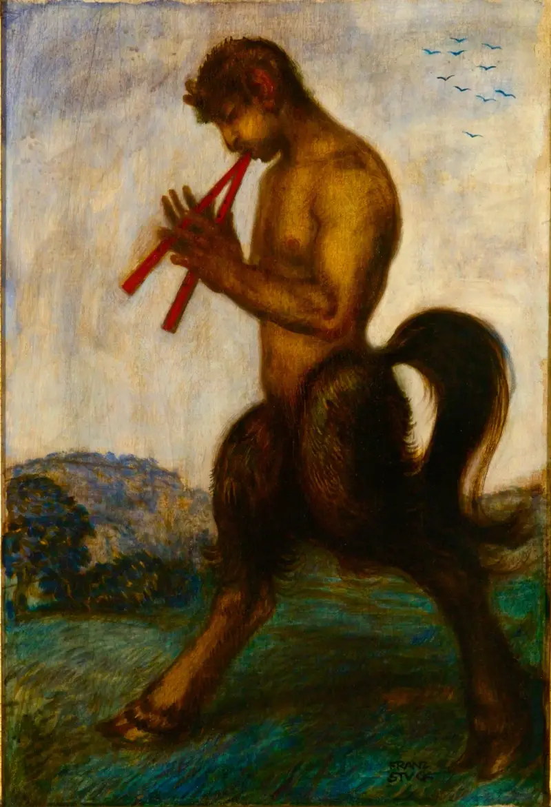 Pan med dubbelflöjt av Franz von Stuck