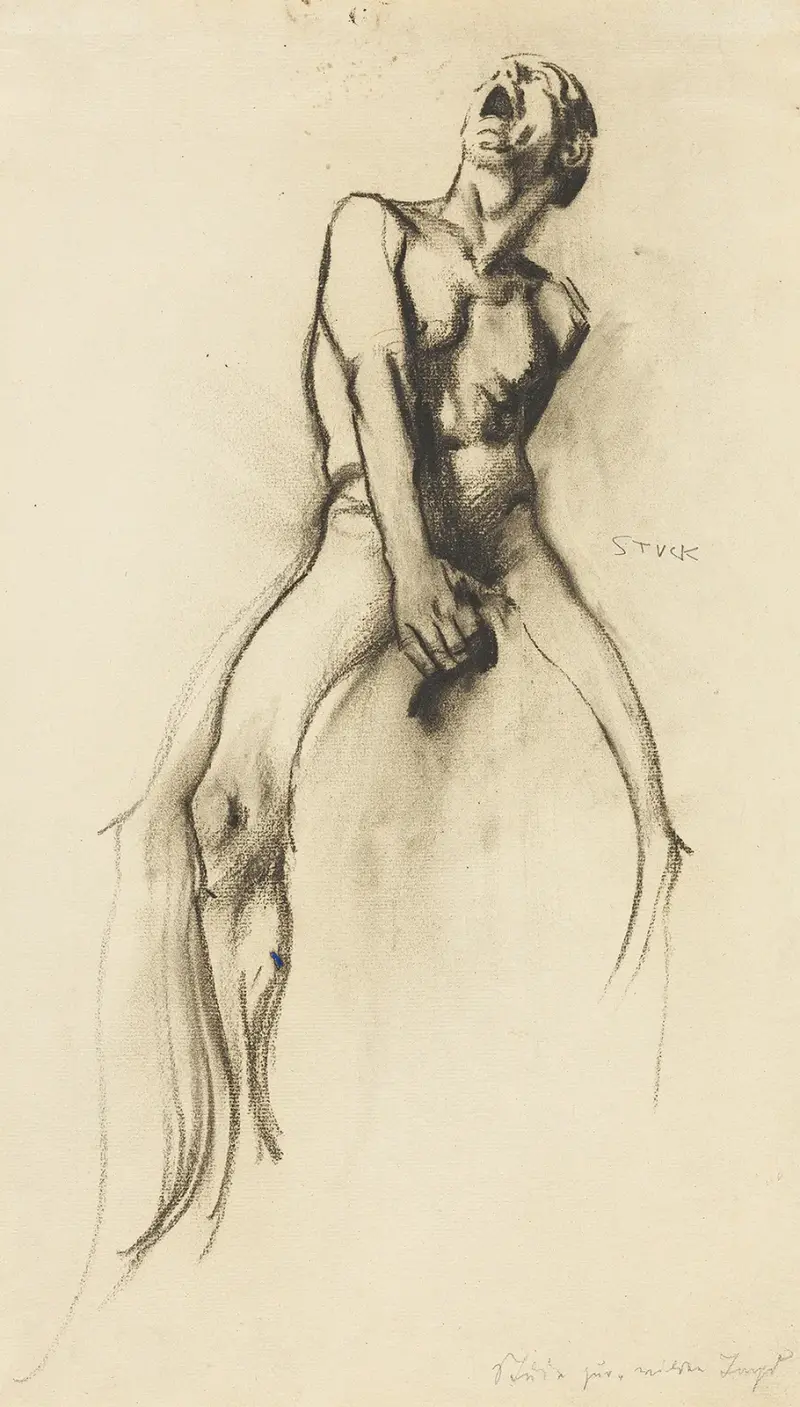 Reiterskizze für ‘Wilde Jagd’ av Franz von Stuck