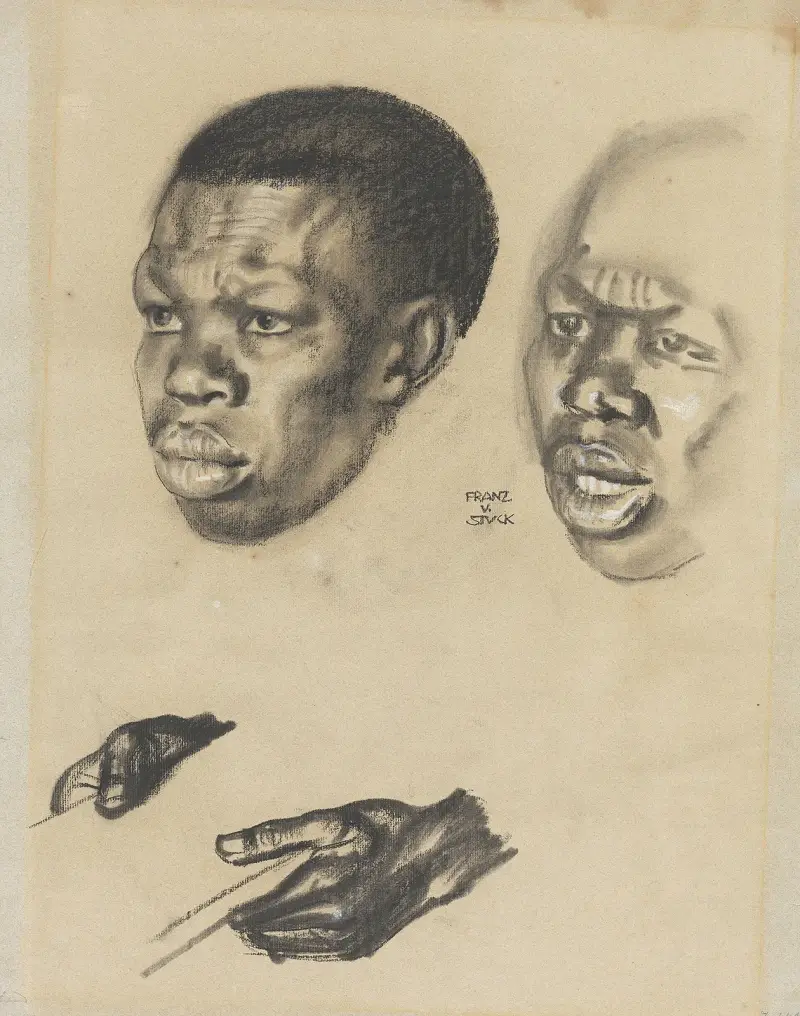 Studie av tjänarinnans huvud för 'Salome' av Franz von Stuck