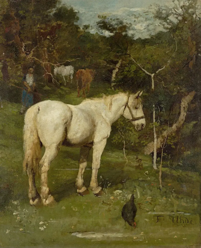 Ein weißes Pferd von Fritz von Uhde