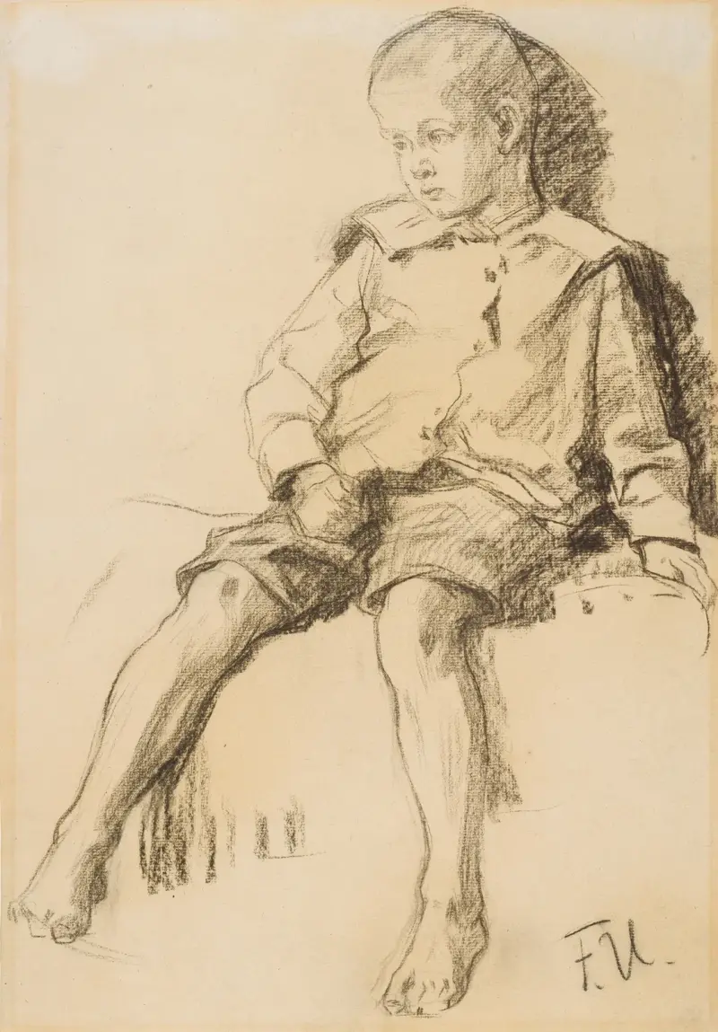 Sitzender Junge mit nackten Beinen von Fritz von Uhde