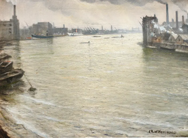 The Thames looking towards Tower Bridge av Christopher R. W. Nevinson