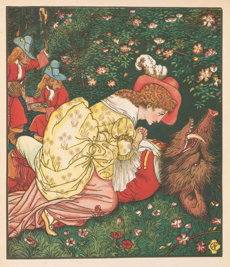 Skönheten och odjuret Pl. 05 av Walter Crane