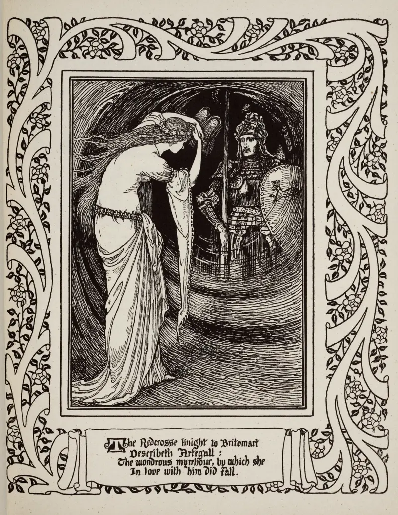 Britomart betrachtet Artegal von Walter Crane