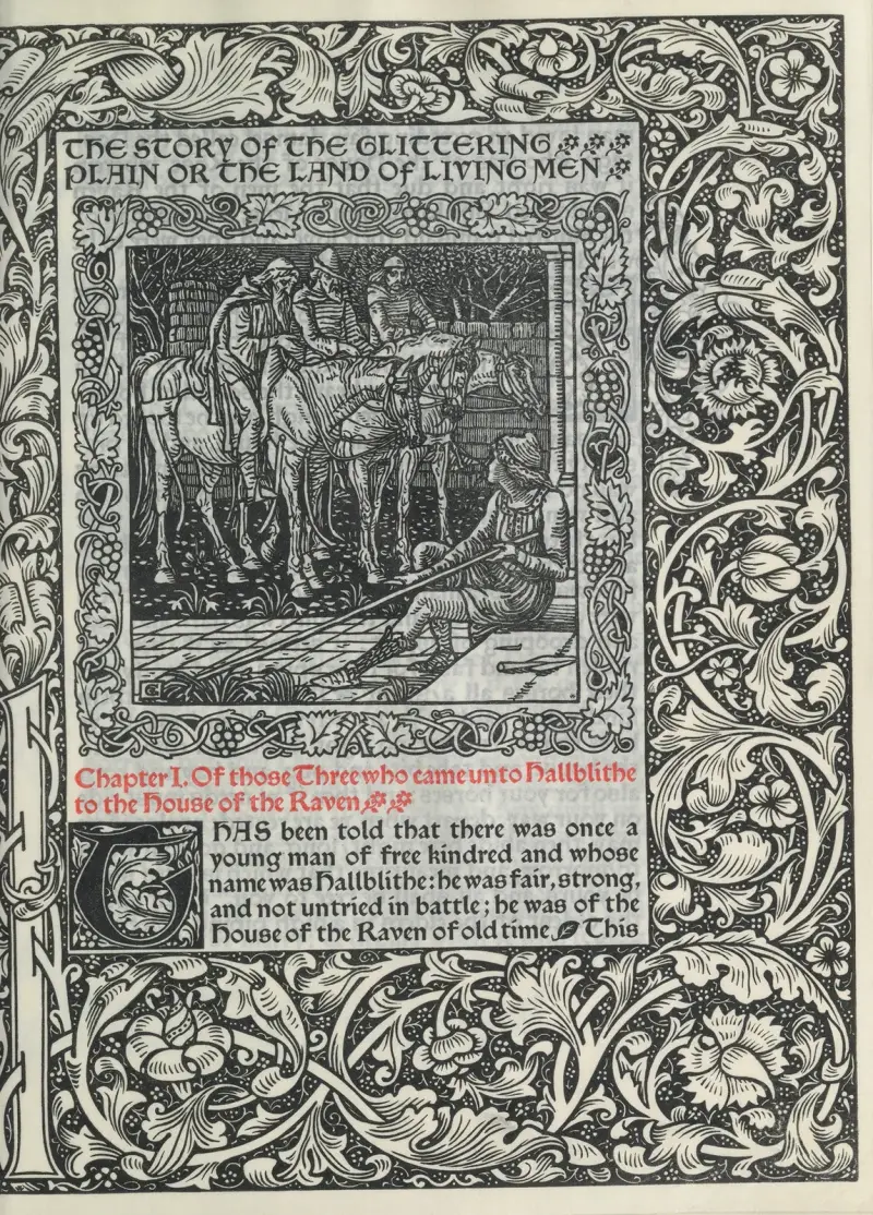 Kapitel I. Om de tre som kom till Hallblithe i korpens hus av Walter Crane