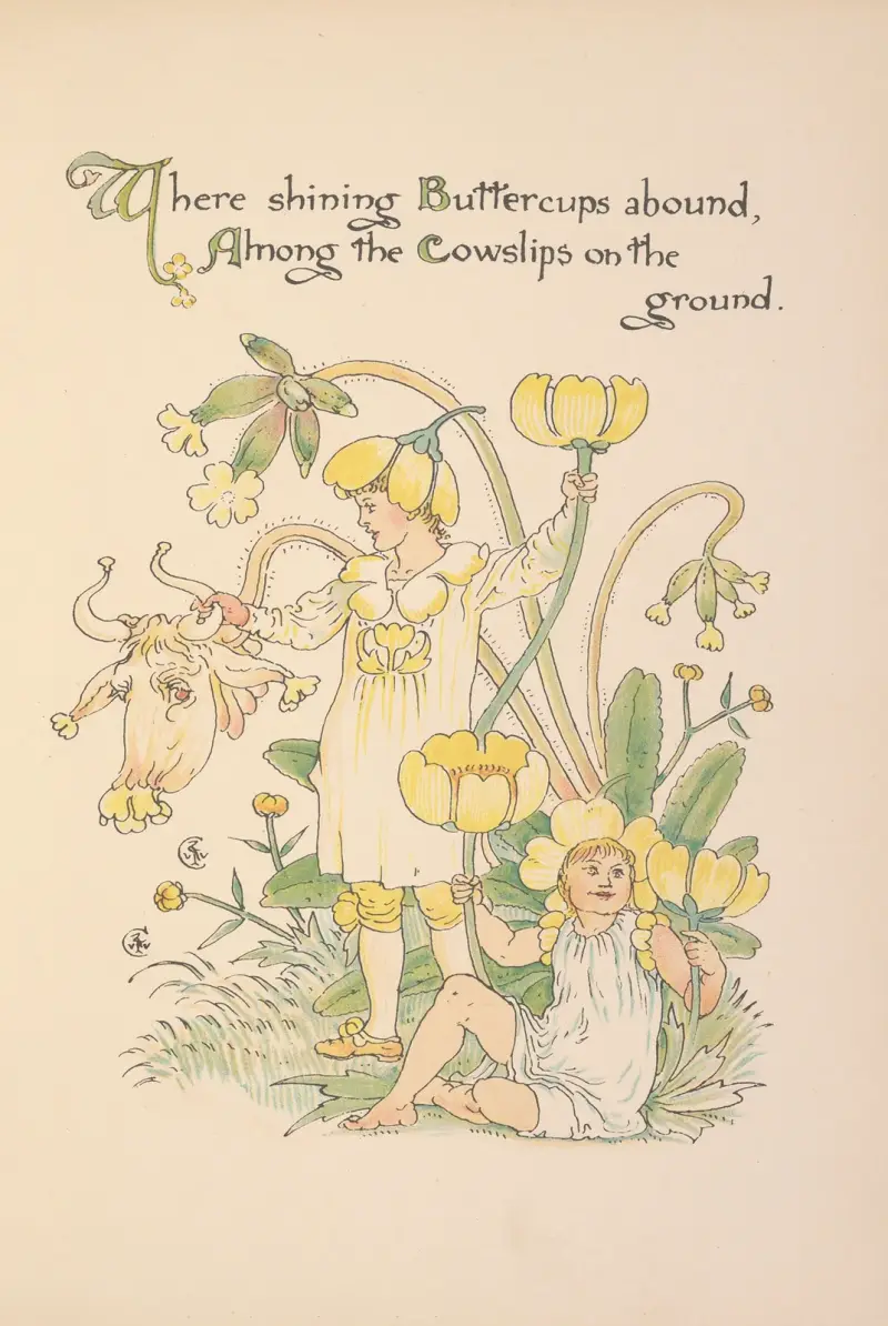Floras fest; En blommas maskerad Pl.11 av Walter Crane