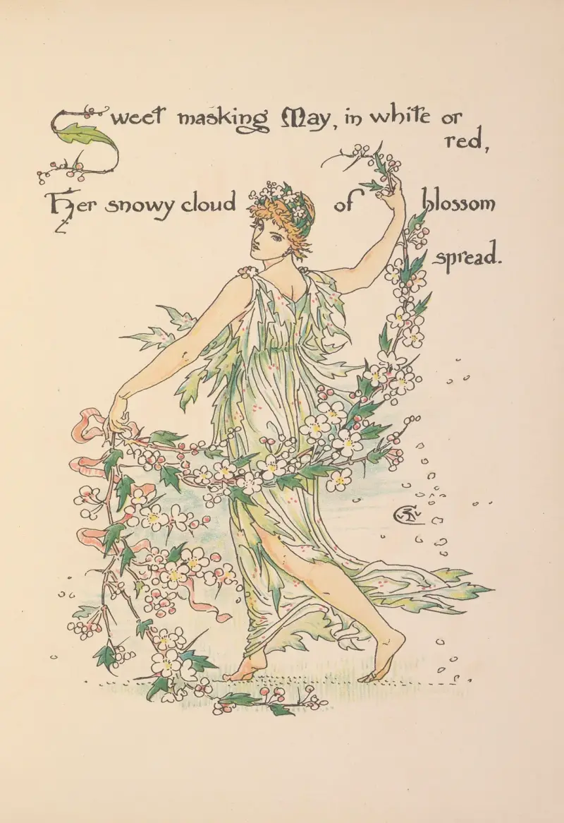 Uczta Flory; Maska kwiatów, plansza 17, Walter Crane
