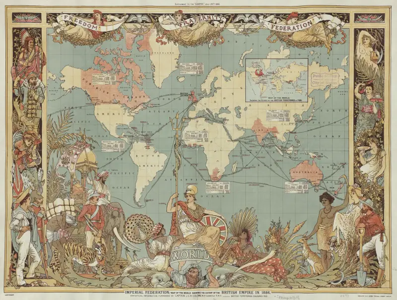 Imperial Federation, Map of the World Showing the Extent of the British Empire in 1886 av Walter Crane