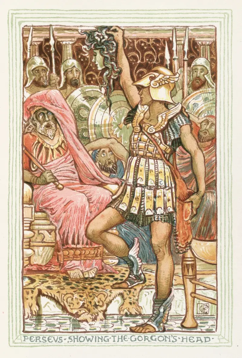 Perseus visar gorgonens huvud av Walter Crane