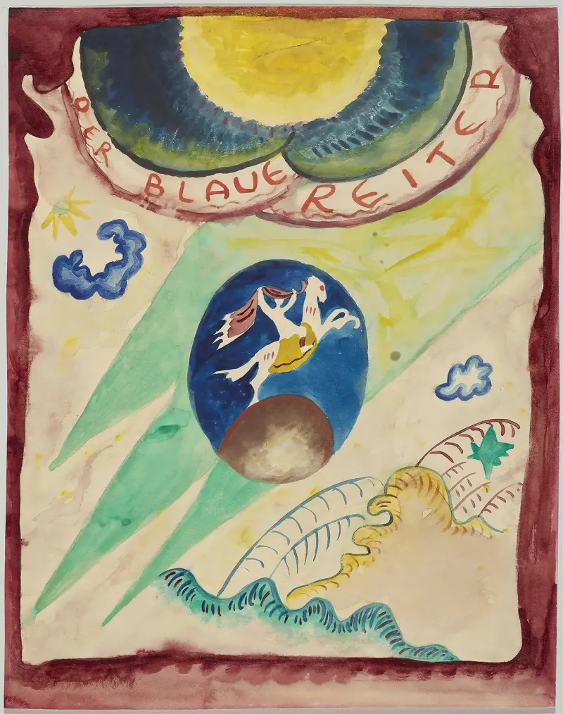 Design for the cover of the almanac ‘The Blue Rider’ III av Wassily Kandinsky