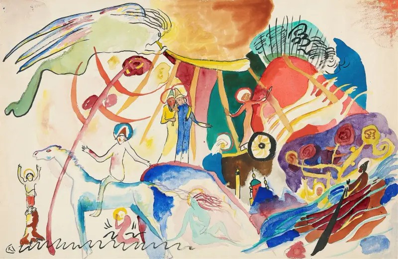 Förstudie till 'Allerheiligen II (Komposition med helgon)' av Wassily Kandinsky