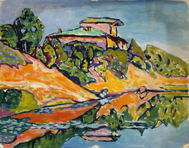 Nearby Dacha at the Pond’s Edge av Wassily Kandinsky