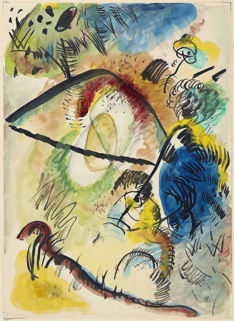 Aquarell IX (mit schwarzen Linien) von Wassily Kandinsky