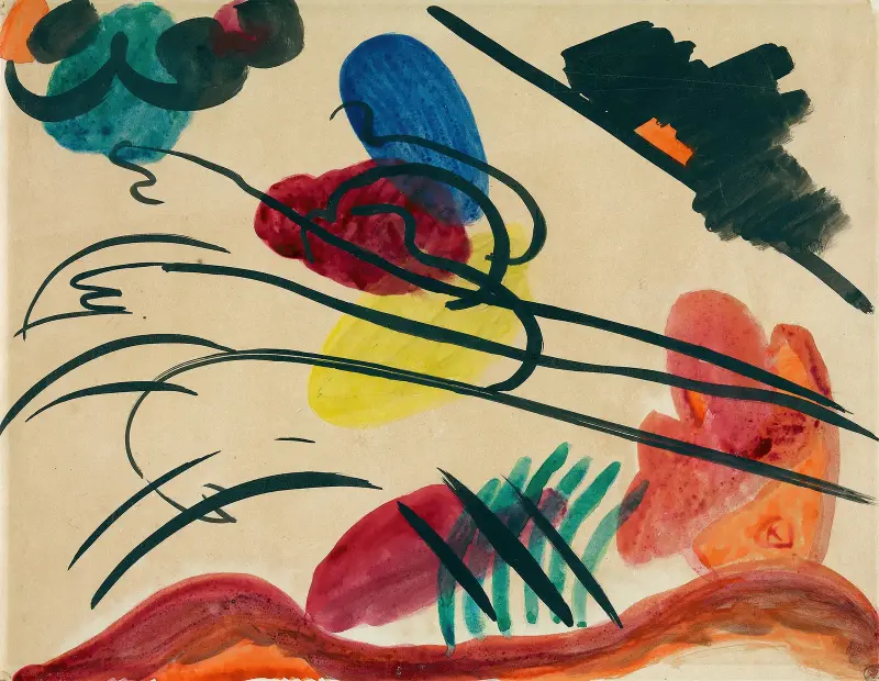Mit drei Reitern von Wassily Kandinsky