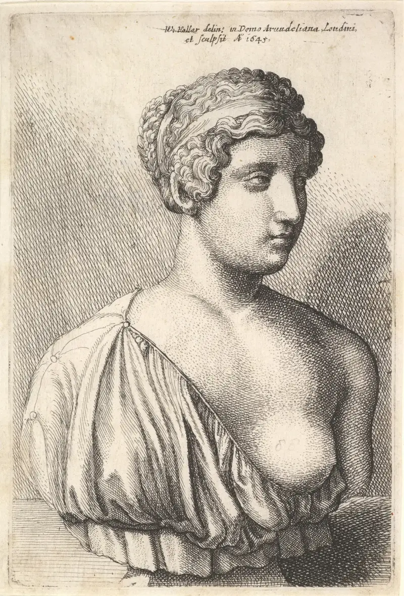 Antike Büste einer Frau von Wenceslaus Hollar