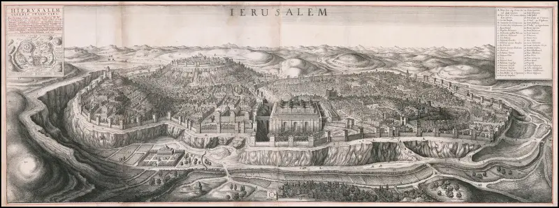 Bird’s eye view of Jerusalem av Wenceslaus Hollar