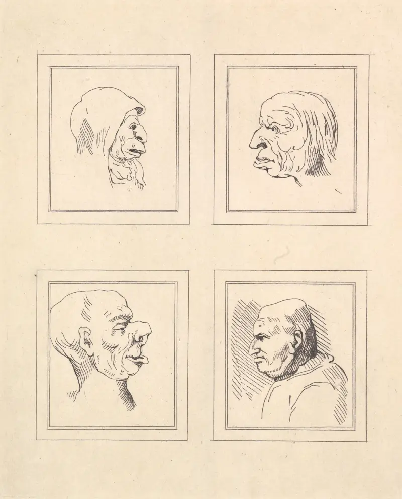 Karikaturen von Leonardo da Vinci, Tafel 3 von Wenceslaus Hollar